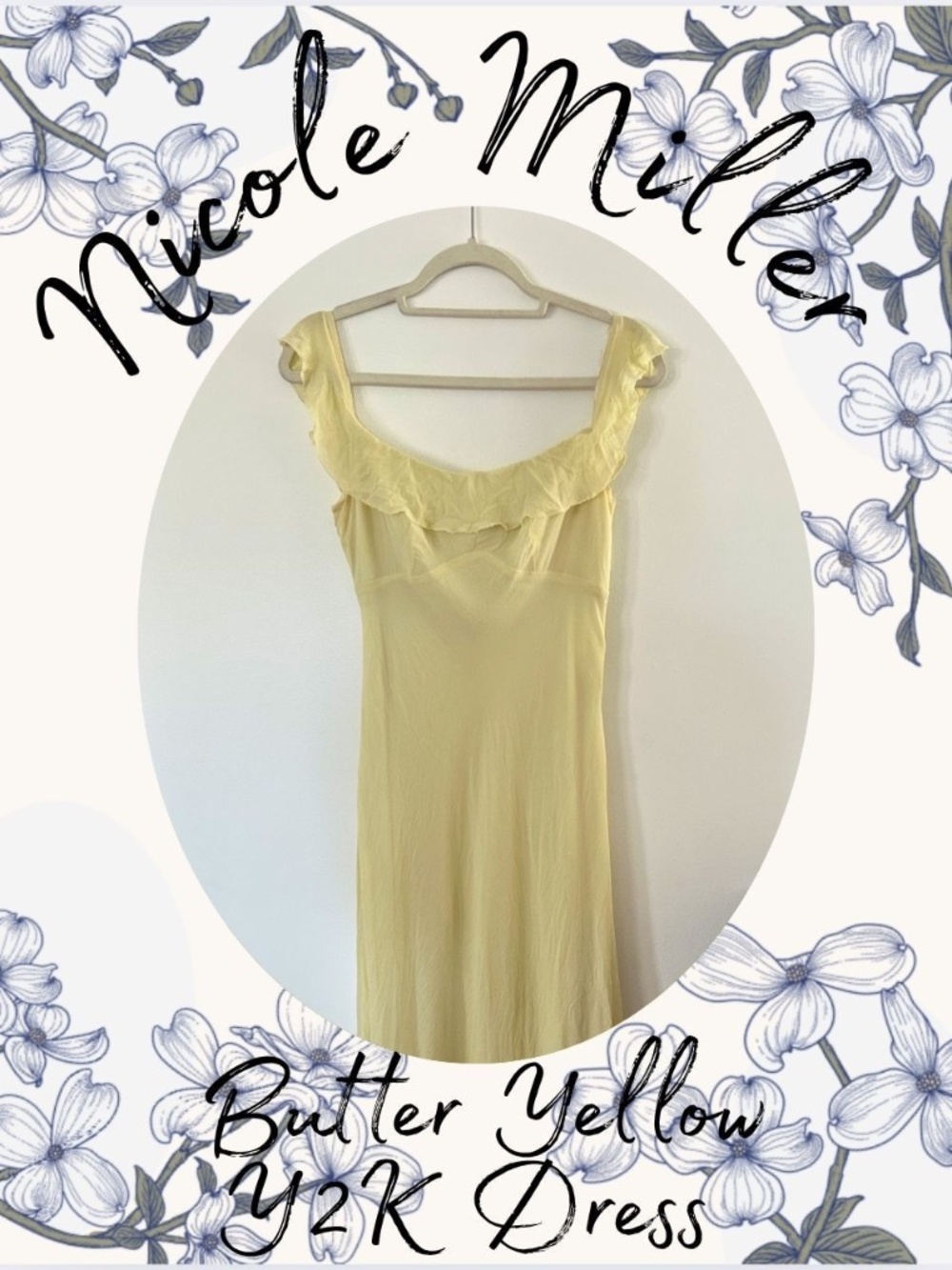 Y2K Nicole Miller Butter Yellow Empire Waist Dress 💛